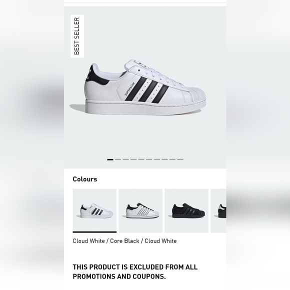 Adidas Superstar Shoes - White and Black Leather Unisex M6/W7 - Picture 6 of 17